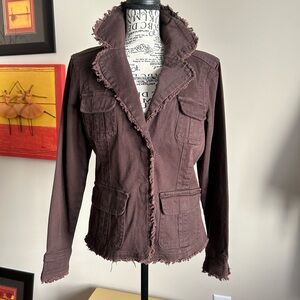 Live a Little Chocolate Frayed Blazer